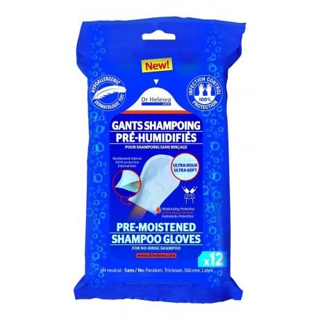 Gants humides pour shampoing quotidien sans rinçage DR HELEWA ®