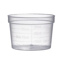Coupelles plastique larges graduées transparentes - 30 ml