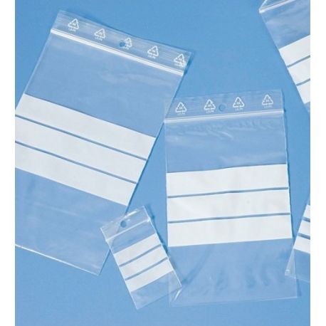 Sachet à glissière avec bandes d'écriture